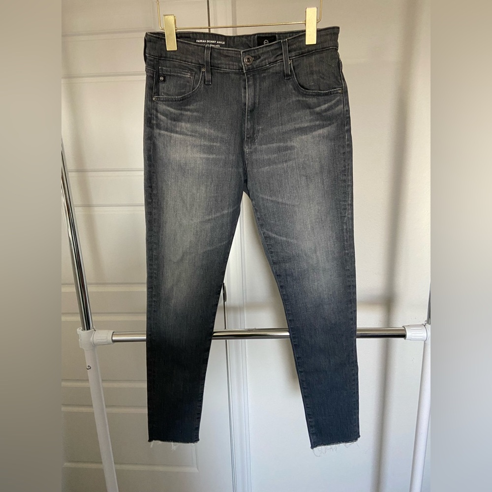 AG Adriano Goldschmied Women's Gray Washed High Rise Skinny Jeans.